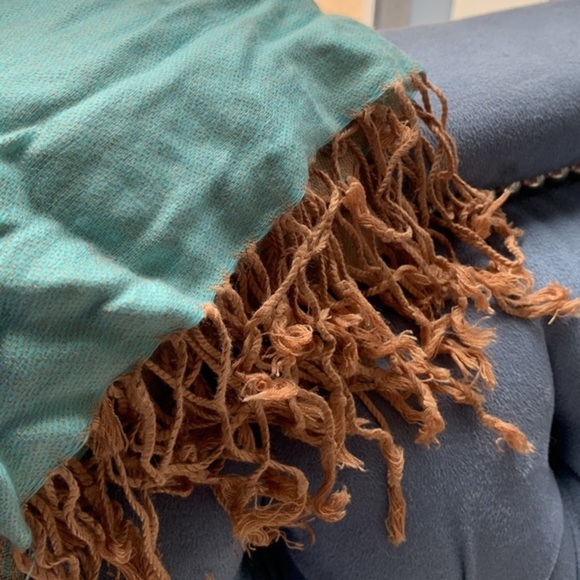 Teal gold pashmina scarf - Picture 2 of 2